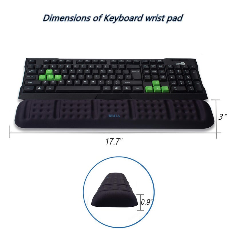 BRILA Upgraded Ergonomic Keyboard and Mouse Wrist Rest Support Cushion Pad Set - Comfy Soft Memory Foam Gel Padding & Non-Slip Palm/Hand/Wrist Pain Relief Rest Pad for Office Work, PC Gaming, Laptop - Image 3